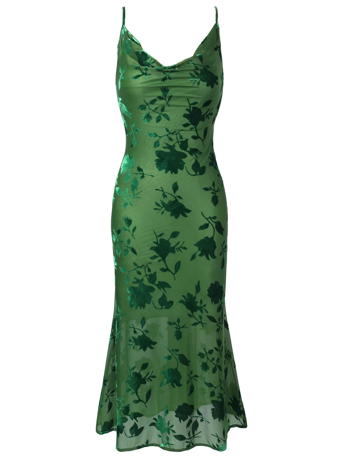 Green 1930s Floral Vintage Dress - Image 2