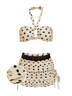 [Pre-Sale] Ivory 1950s Polka Dots Halter Bikini Set
