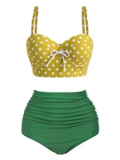 [Pre-Sale] Yellow 1940s Polka Dot Bikini Set