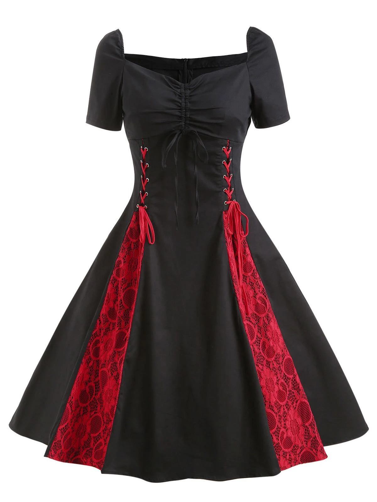 1980s Halloween Lace Patchwork Swing Dress - Image 7