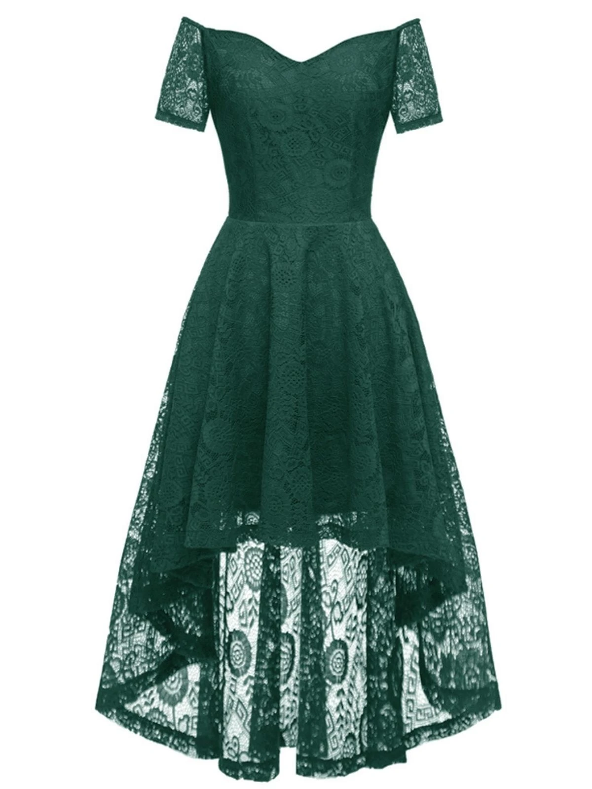 1950s Off-shoulder Floral Lace Dress - Image 10