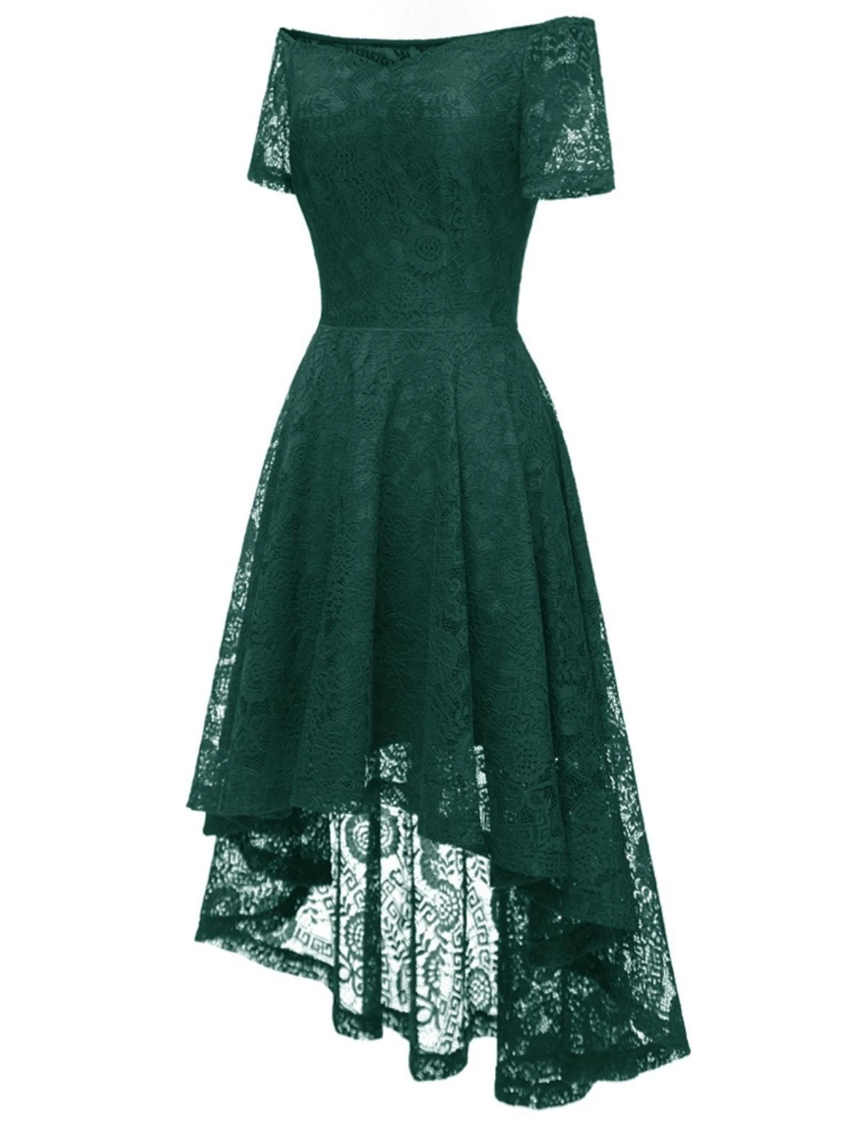1950s Off-shoulder Floral Lace Dress - Image 11
