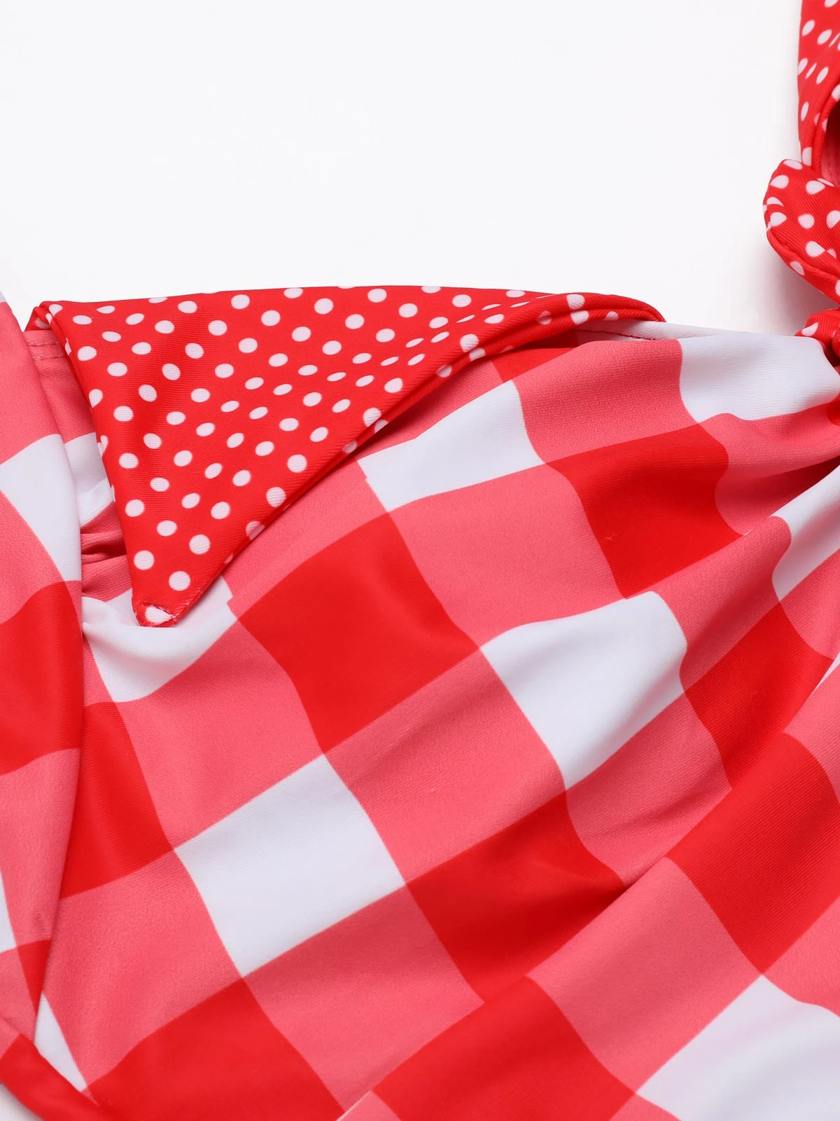 Red 1950s Plaid Halter Bikini Set - Image 5