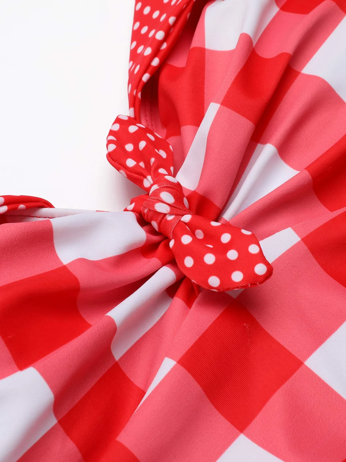 Red 1950s Plaid Halter Bikini Set - Image 6