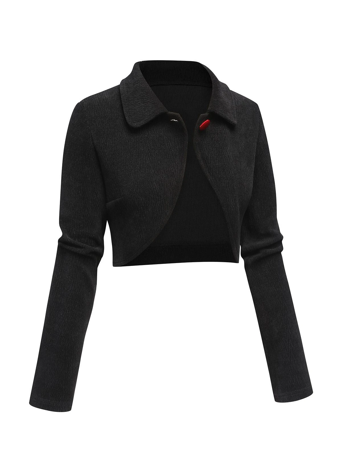 Black 1950s Textured Knitted Crop Jacket - Image 3