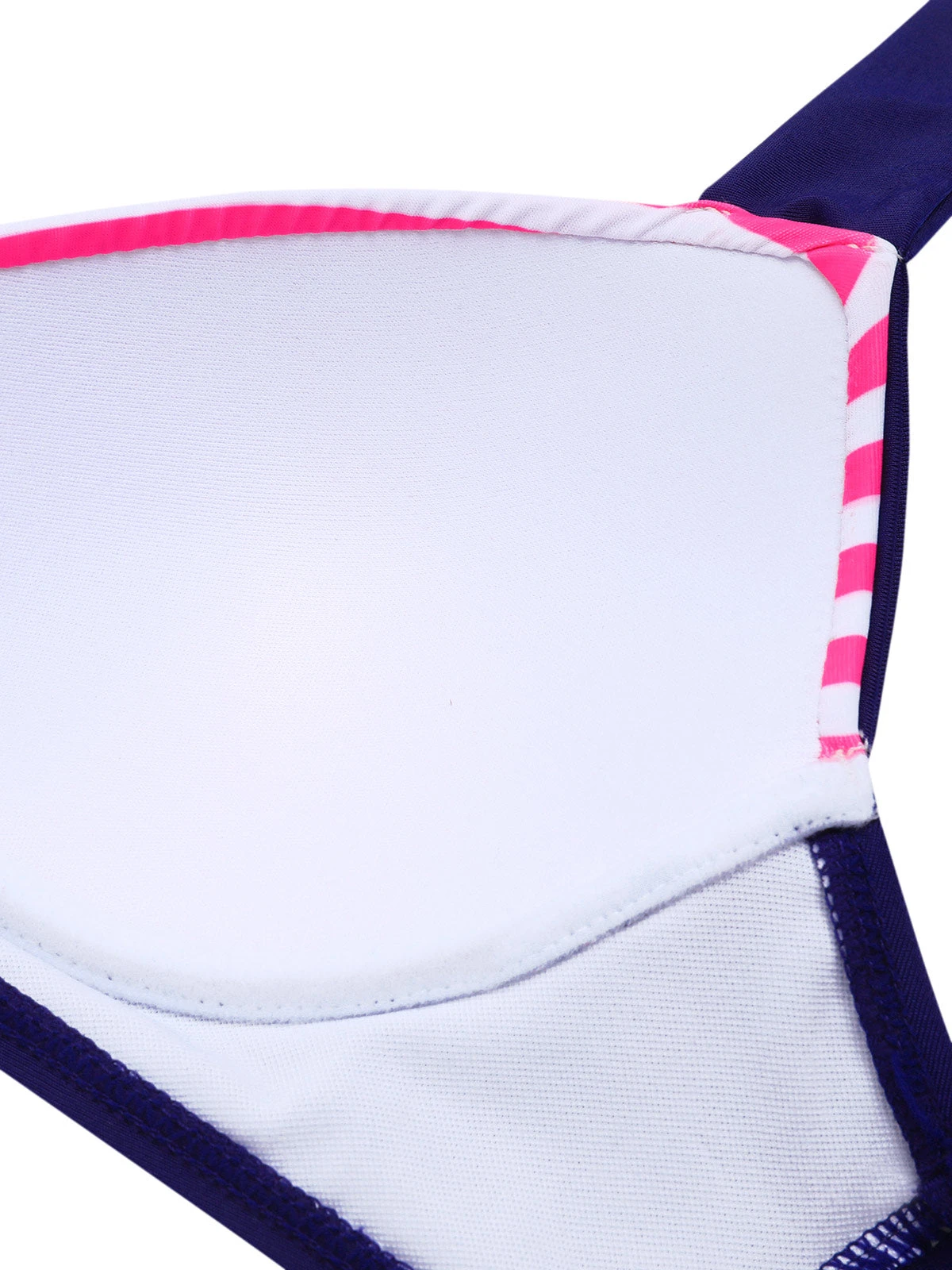 Pink & Blue 1950s Striped Halter Swimsuit - Image 6