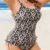 [Pre-Sale] [Plus Size] 1950s Strap Leopard One-Piece Swimsuit