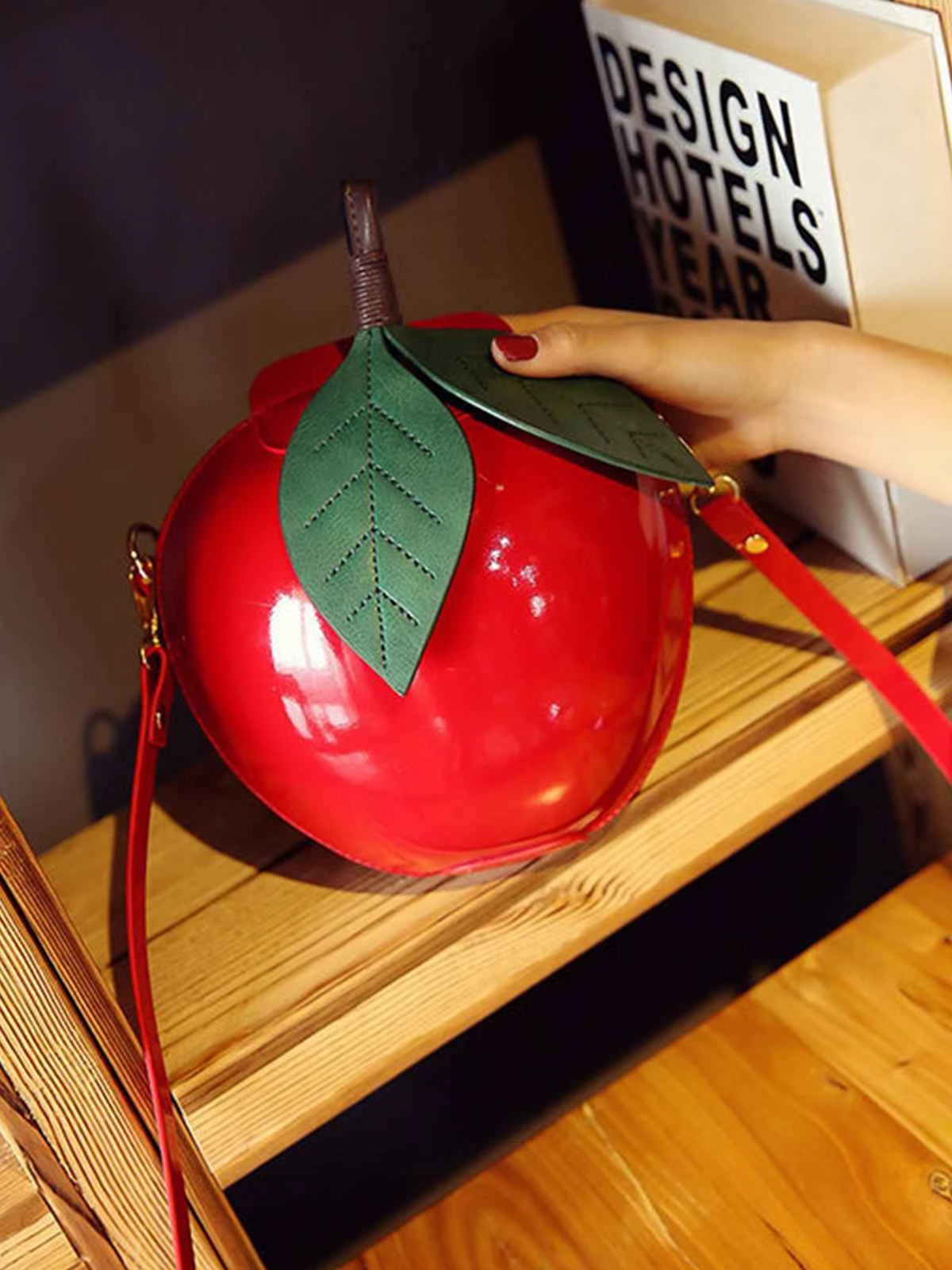 Red Christmas Apple Glossy Crossbody Bag - Image 3