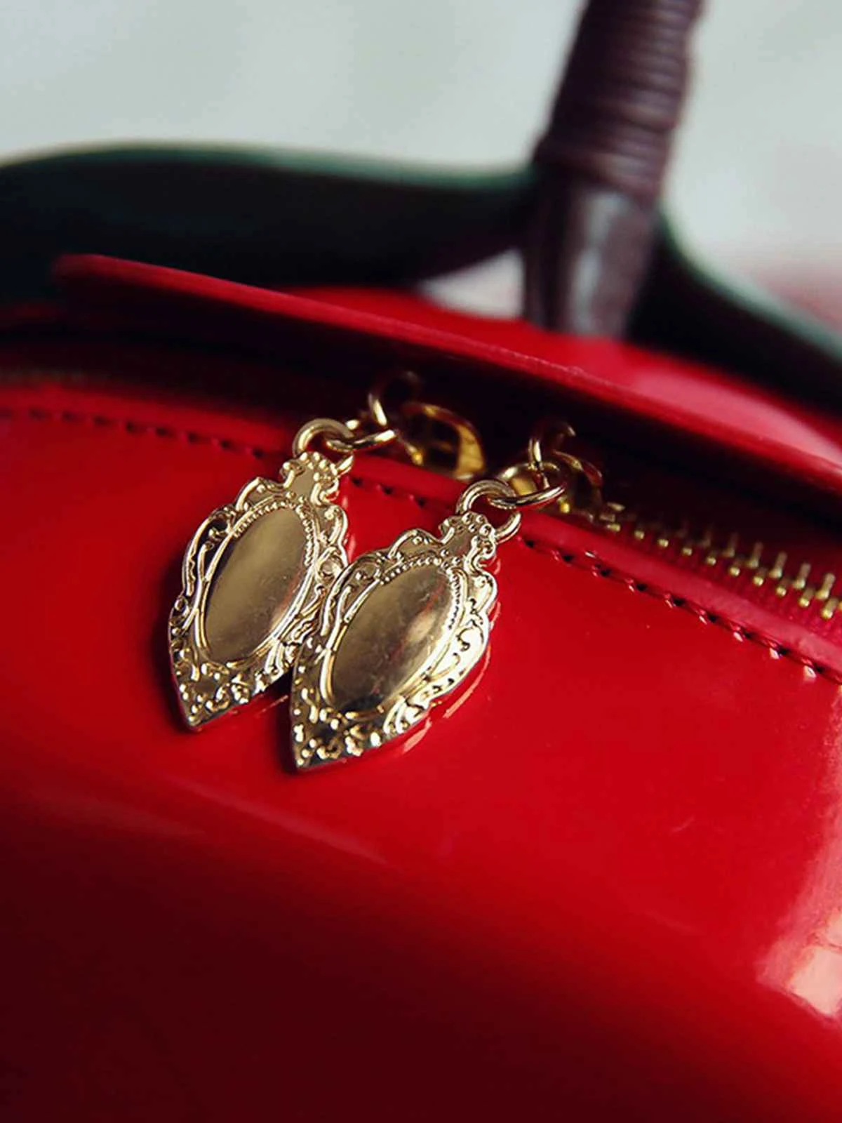 Red Christmas Apple Glossy Crossbody Bag - Image 4