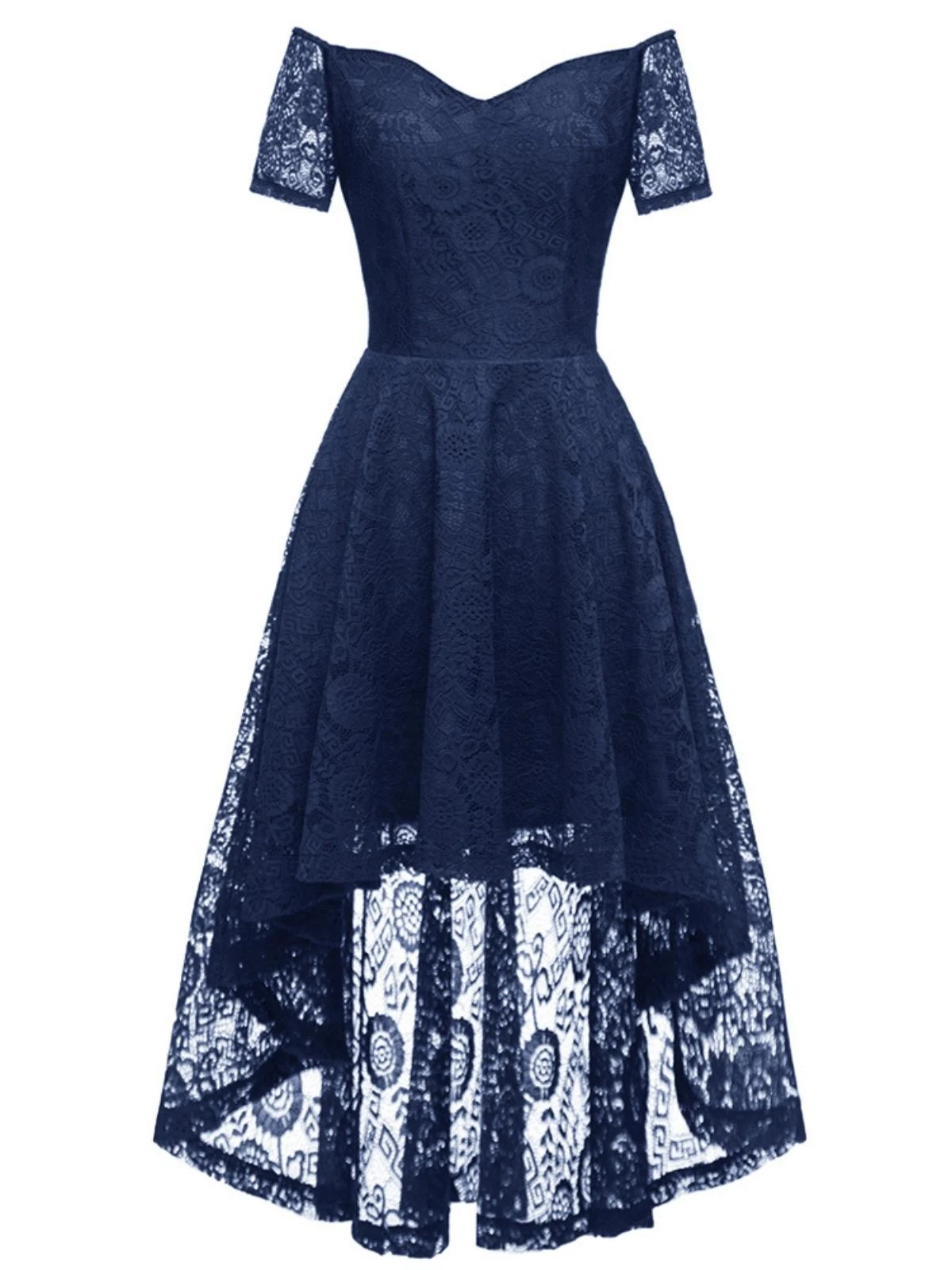 1950s Off-shoulder Floral Lace Dress - Image 4