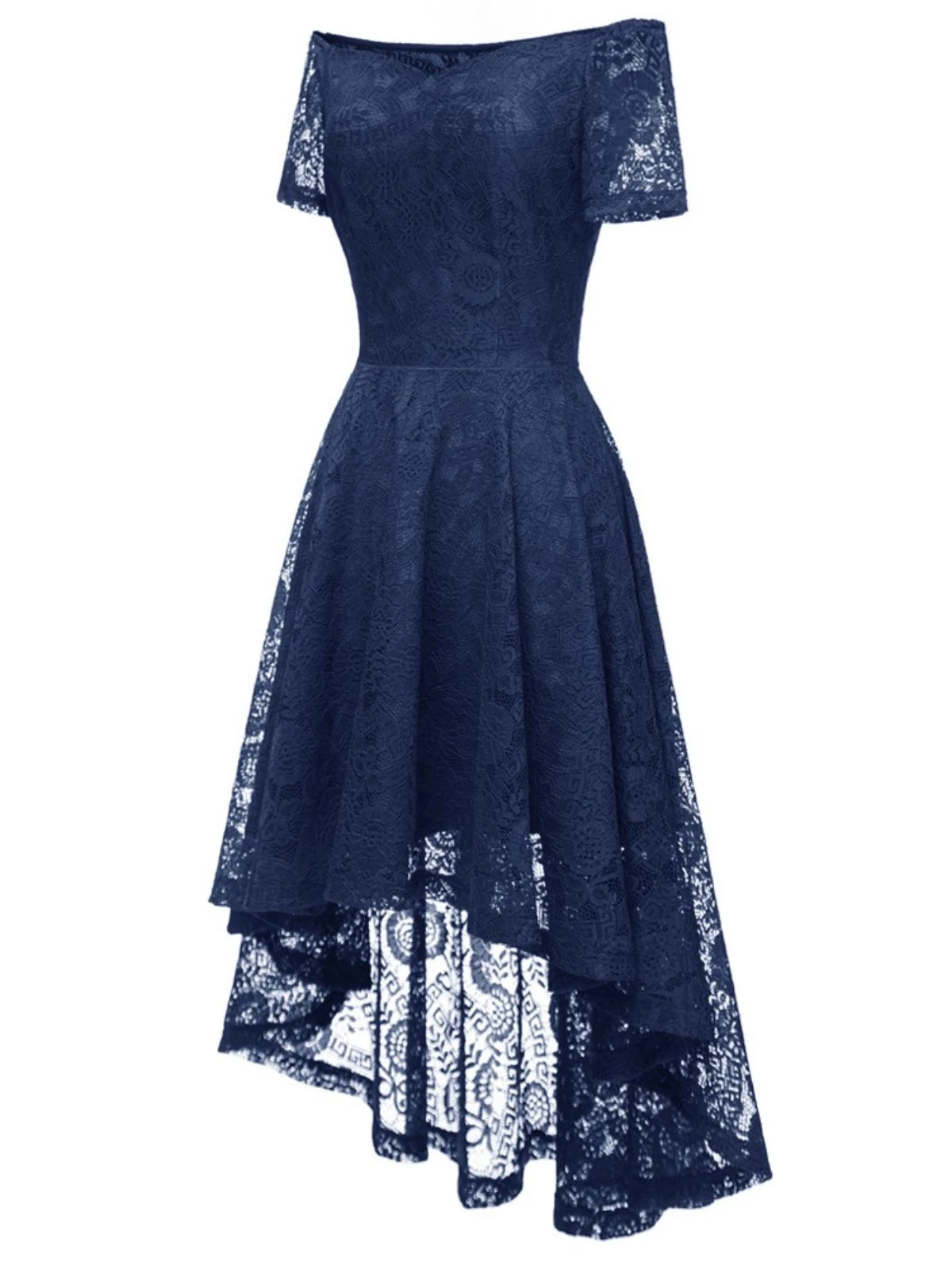 1950s Off-shoulder Floral Lace Dress - Image 5
