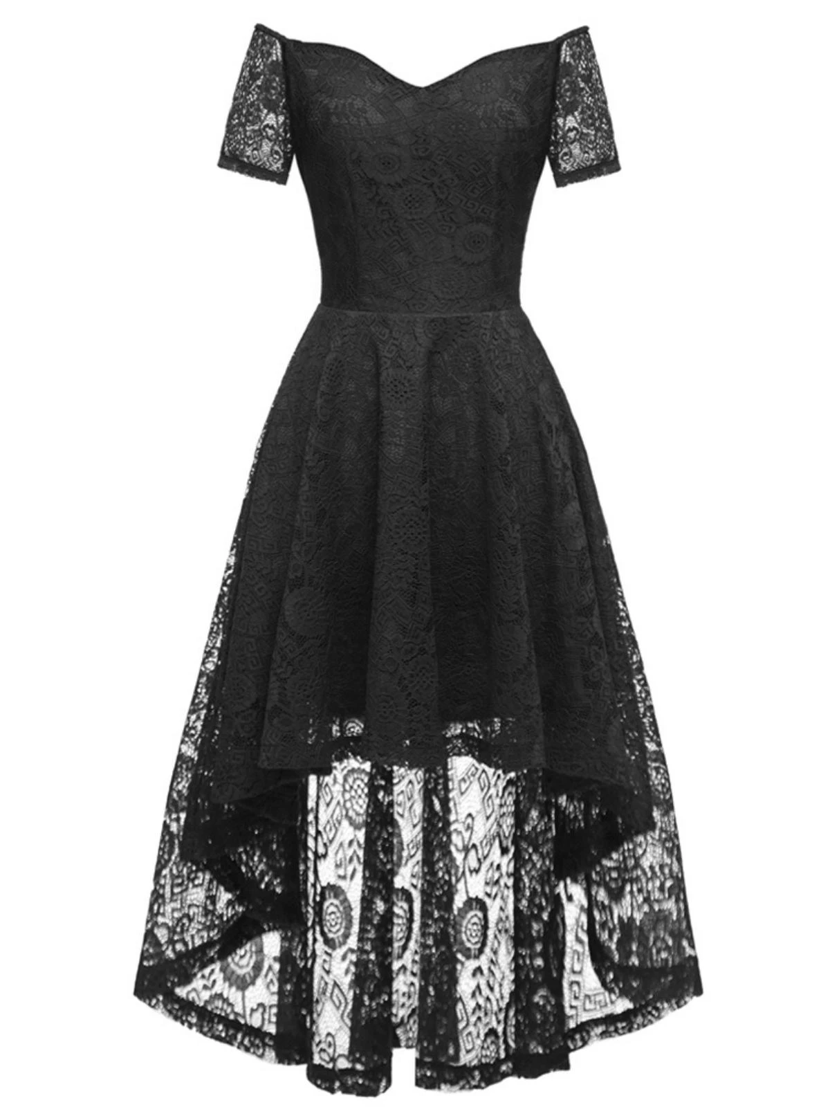 1950s Off-shoulder Floral Lace Dress - Image 7