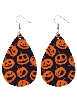 Retro Halloween Pumpkin Drop Earring