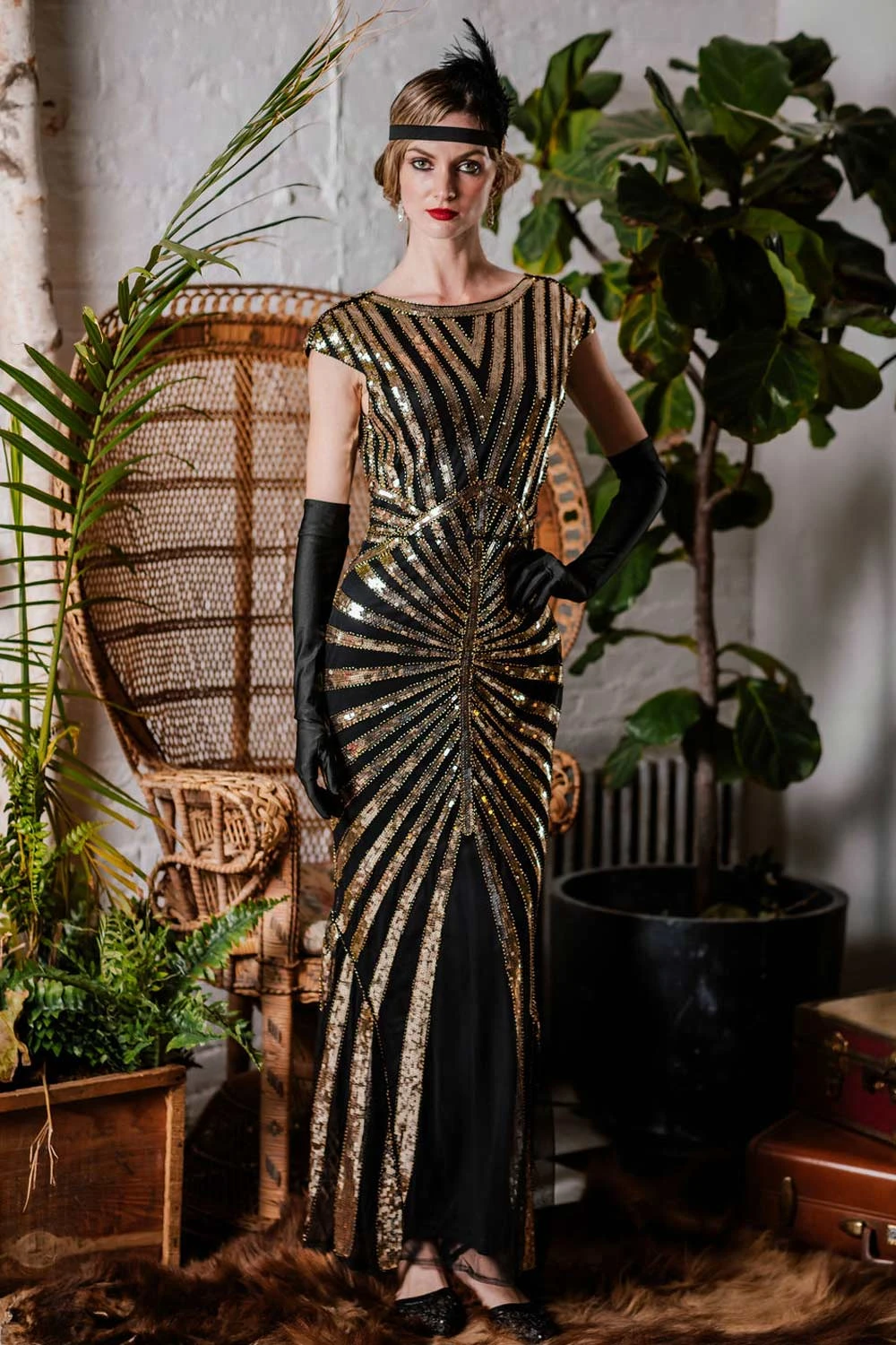 1920s Sequin Art Deco Maxi Dress - Image 14