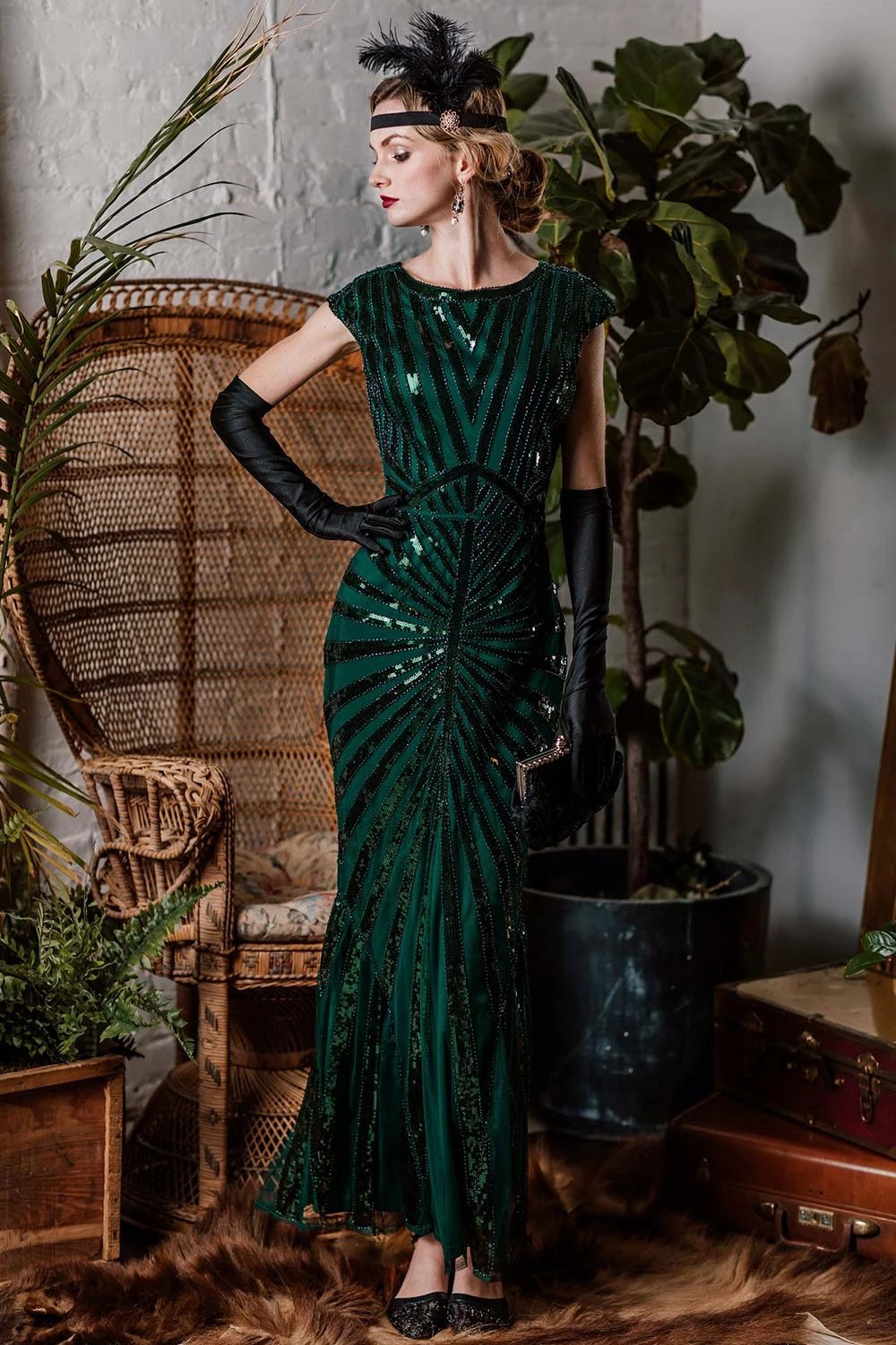 1920s Sequin Art Deco Maxi Dress - Image 10