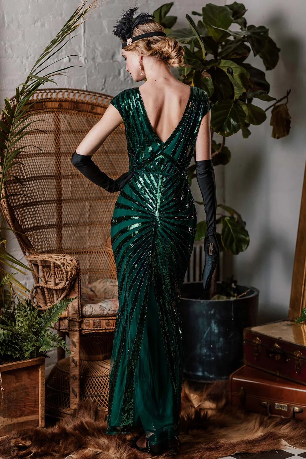 1920s Sequin Art Deco Maxi Dress - Image 11