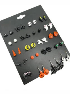 Retro Halloween Ghost Pumpkin Earrings