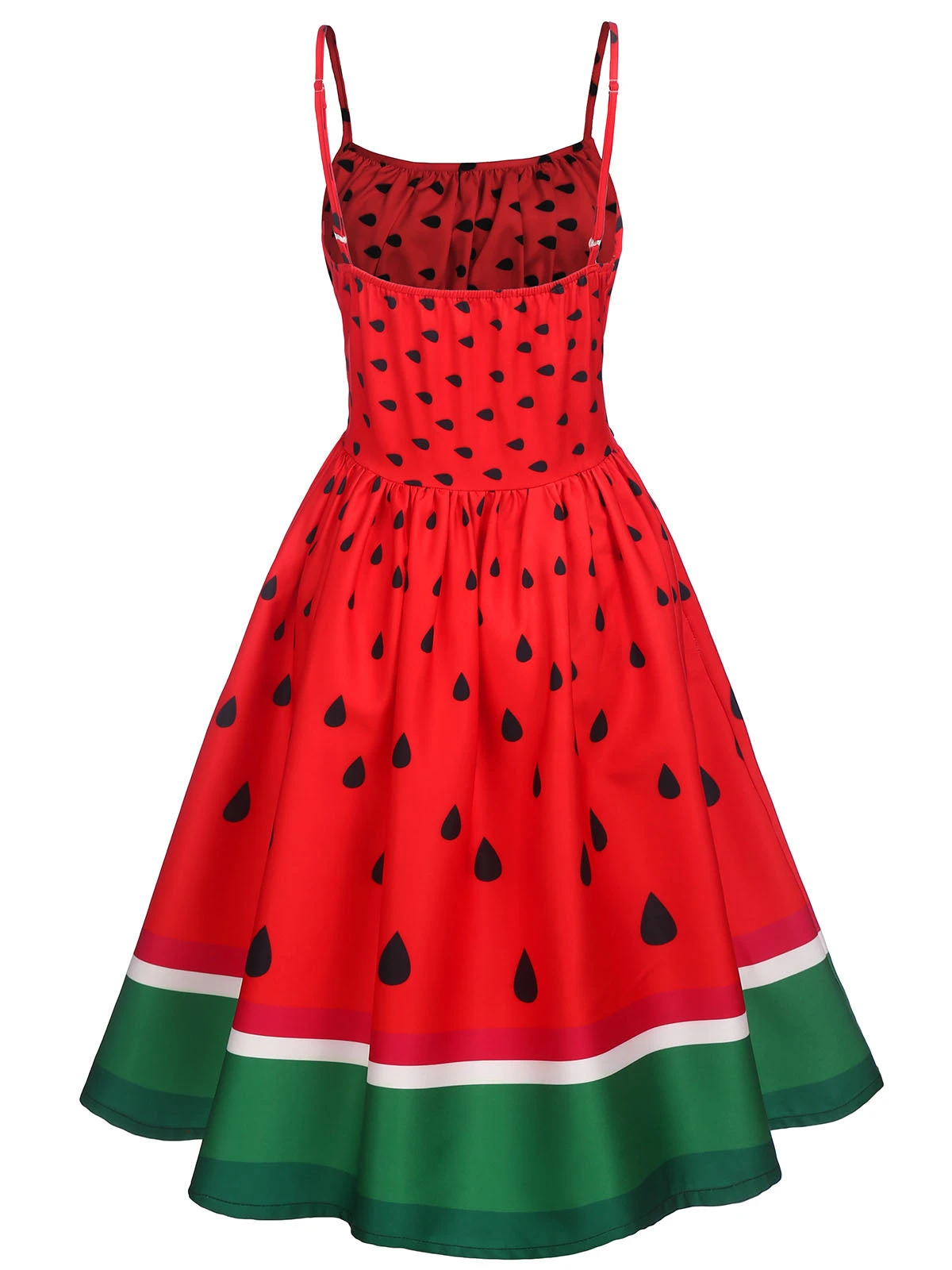 Red 1950s Watermelon Patchwork Dress - Image 2