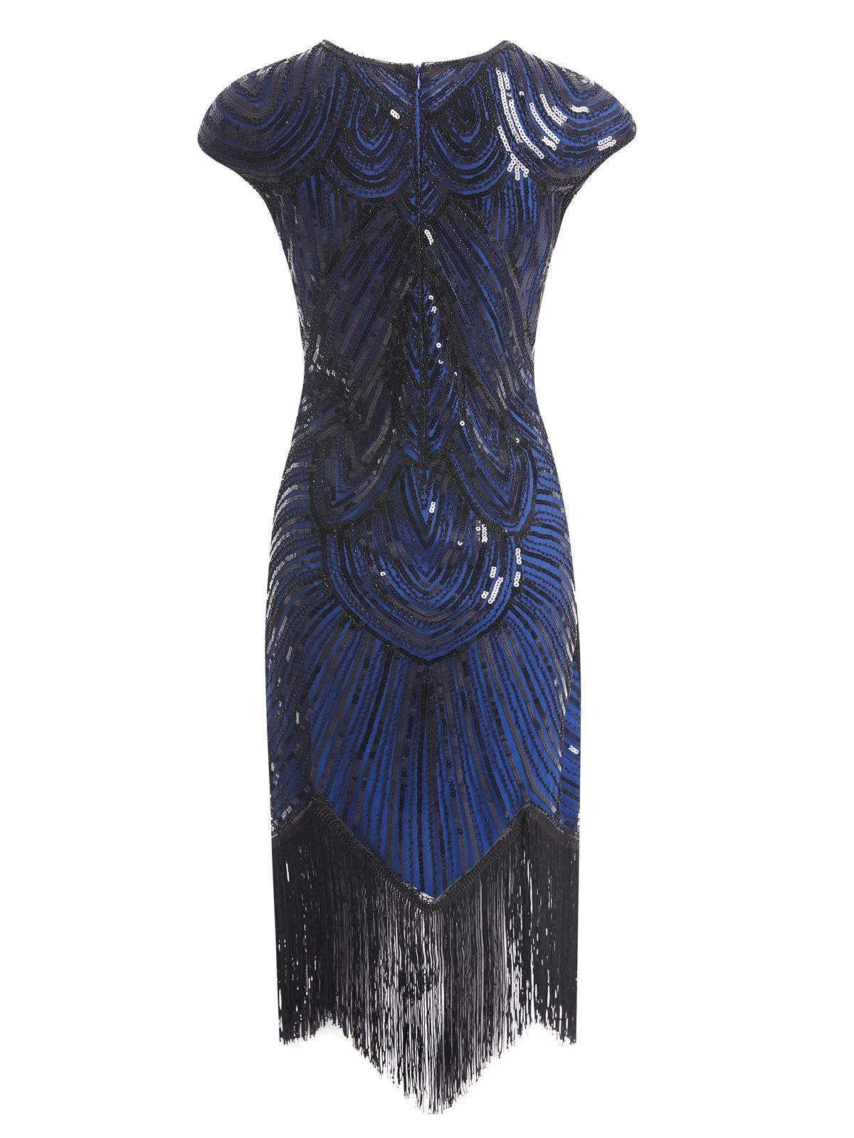 Blue 1920s Sequin Beaded Fringed Dress - Image 2