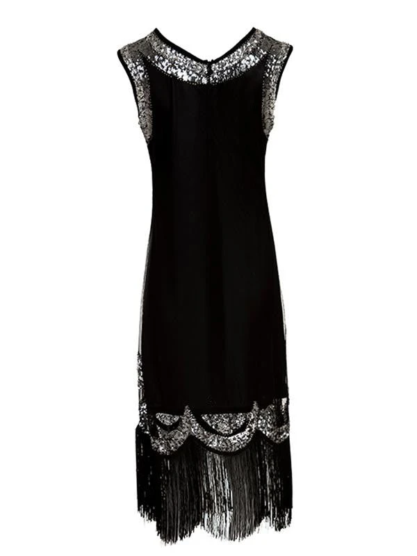 Black 1920s Sequin Flapper Dresses - Image 2