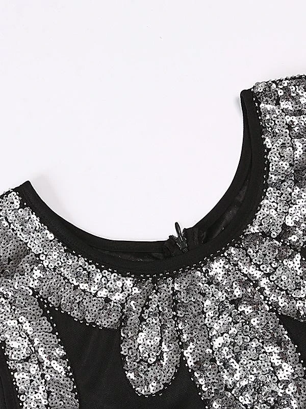 Black 1920s Sequin Flapper Dresses - Image 3