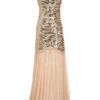 [US Warehouse] Apricot 1920s Sequin Maxi Flapper Dress - US