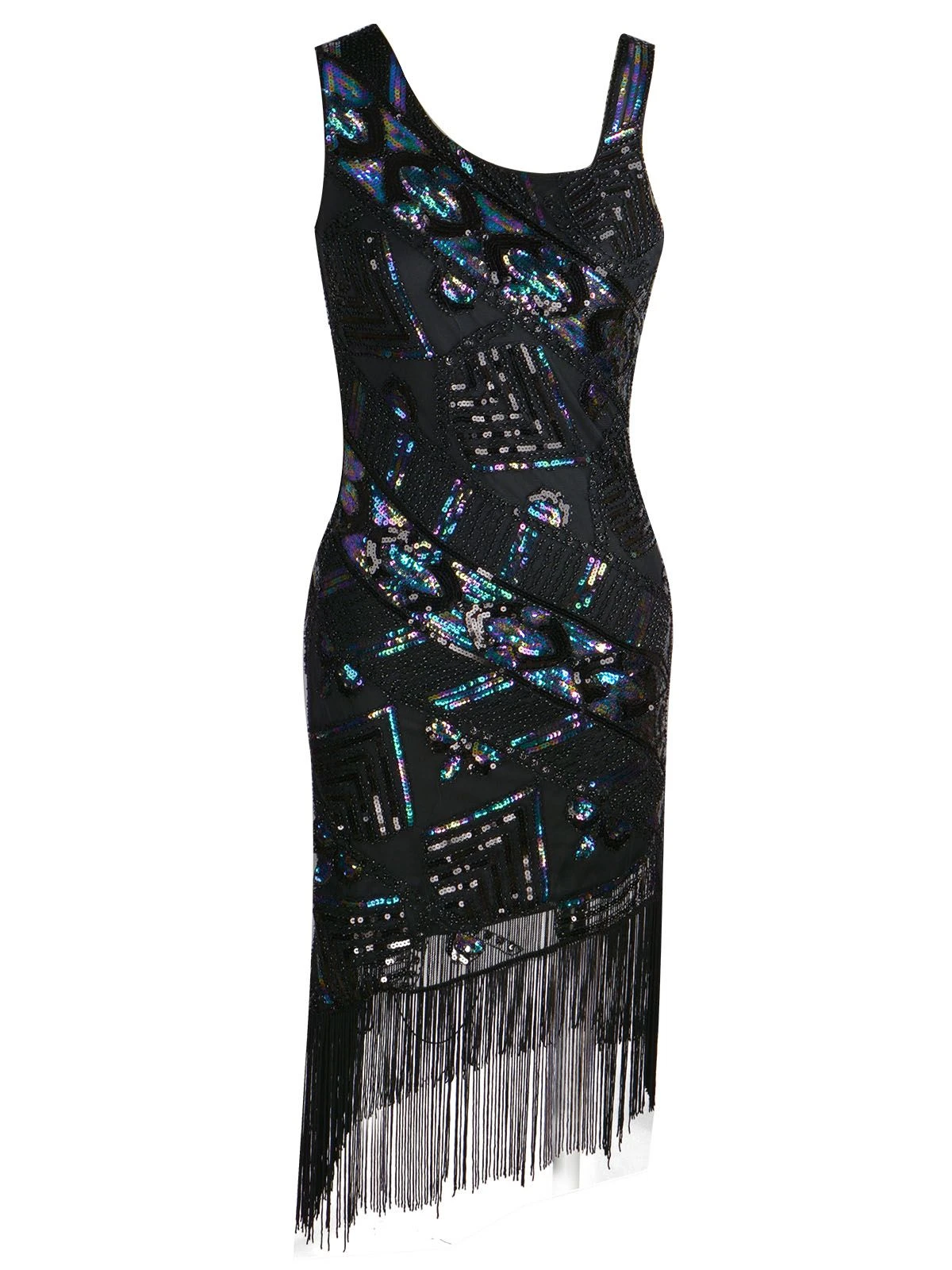 1920s Sequined TasselAsymmetrical Dress - Image 2