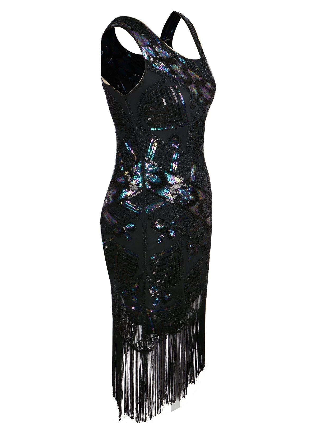 1920s Sequined TasselAsymmetrical Dress - Image 3