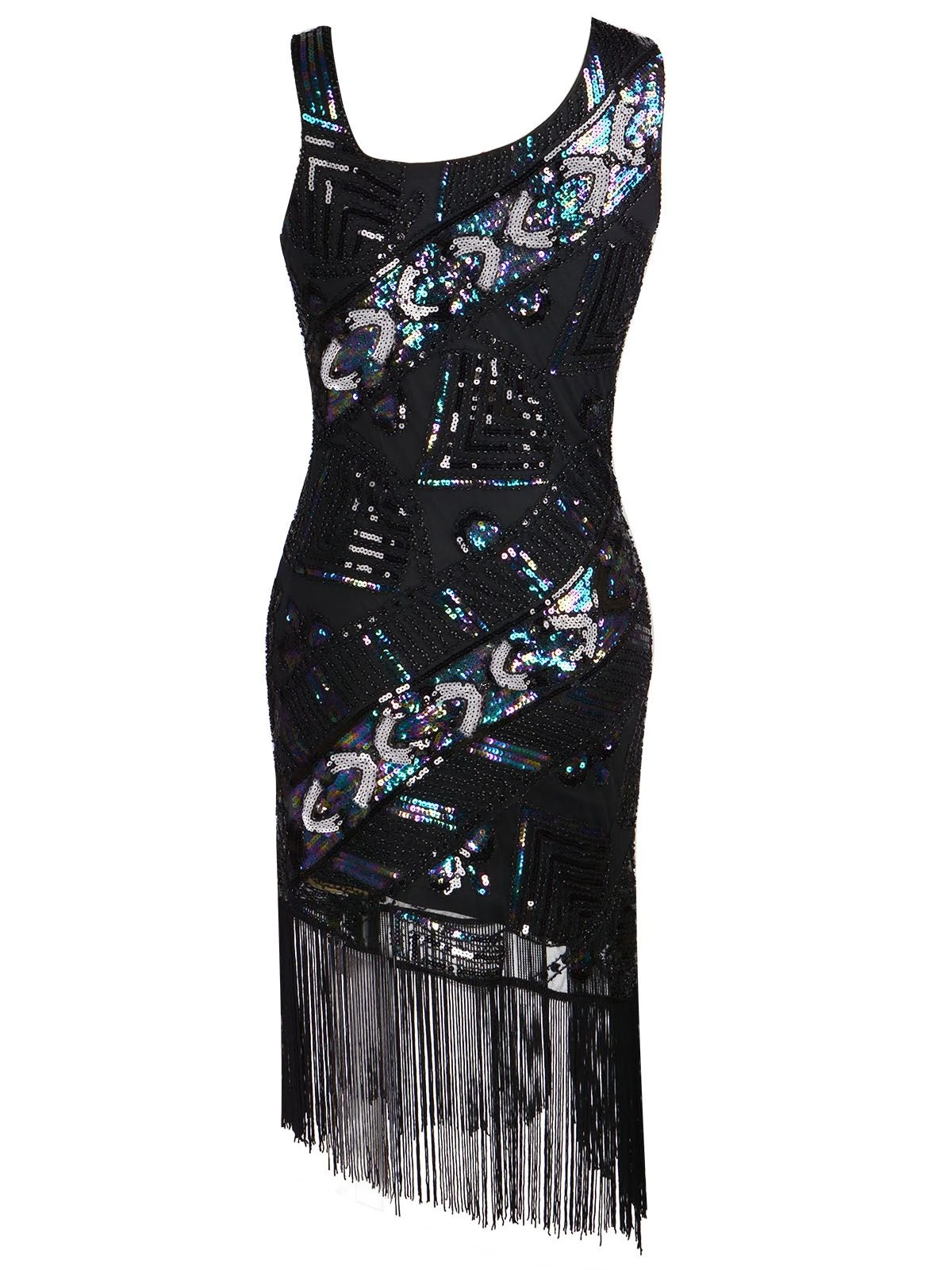 1920s Sequined TasselAsymmetrical Dress - Image 4