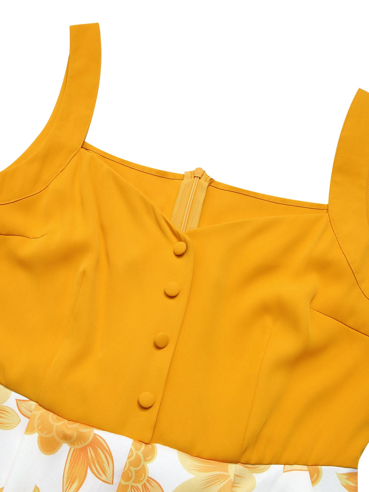 Yellow 1950s Spaghetti Strap Floral Romper - Image 7