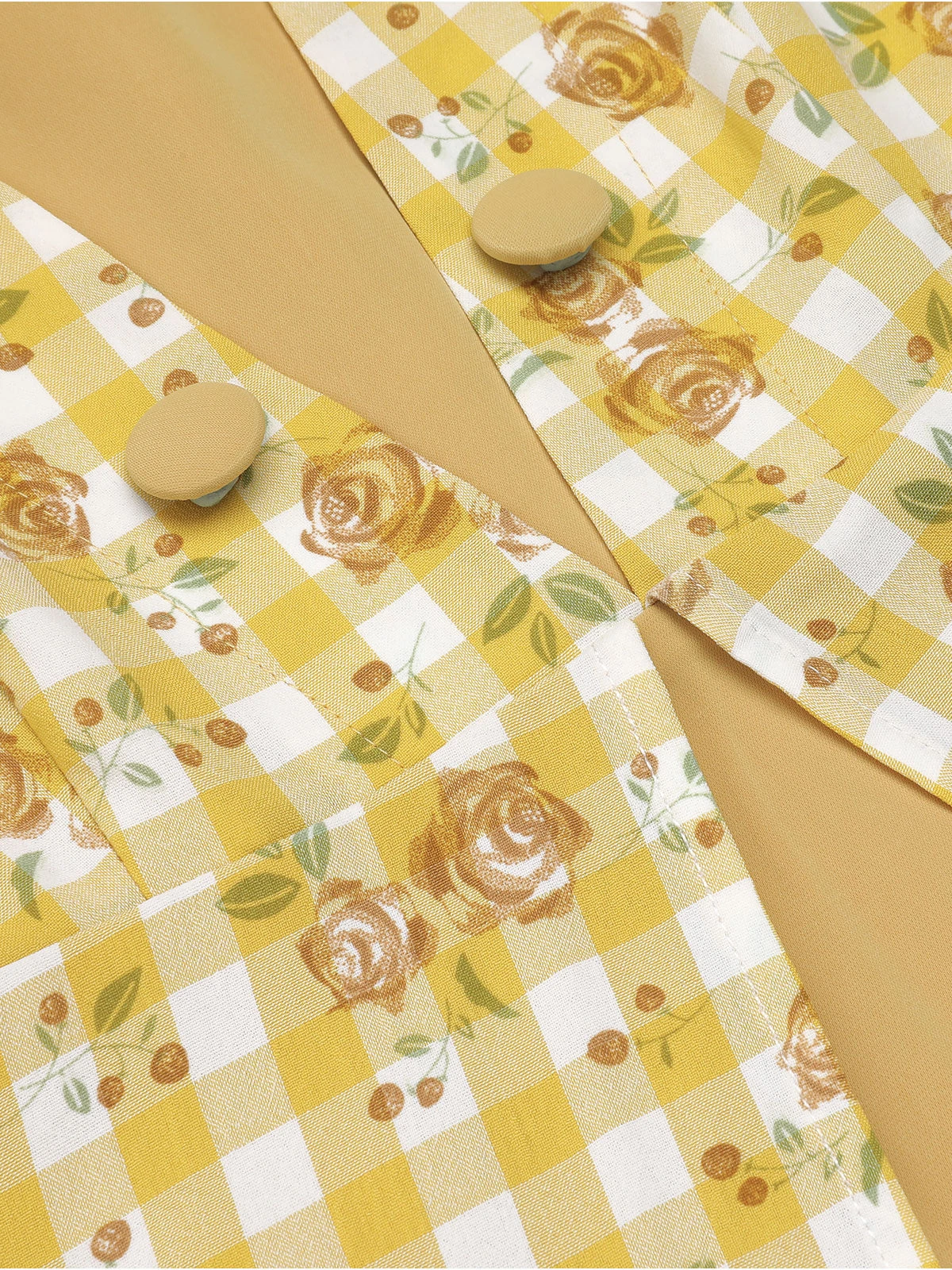 Yellow 1950s Plaid Rose Panel Raglan Dress - Image 5