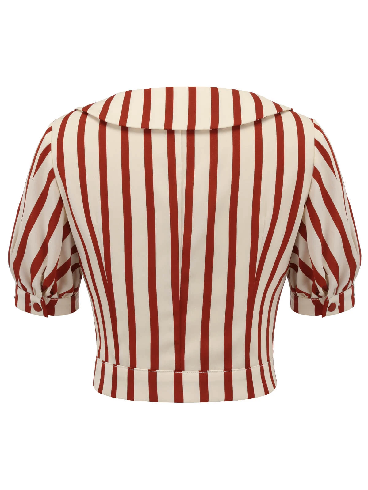 2PCS Orange Red 1950s Striped Blouse & Pleated Skirt - Image 7