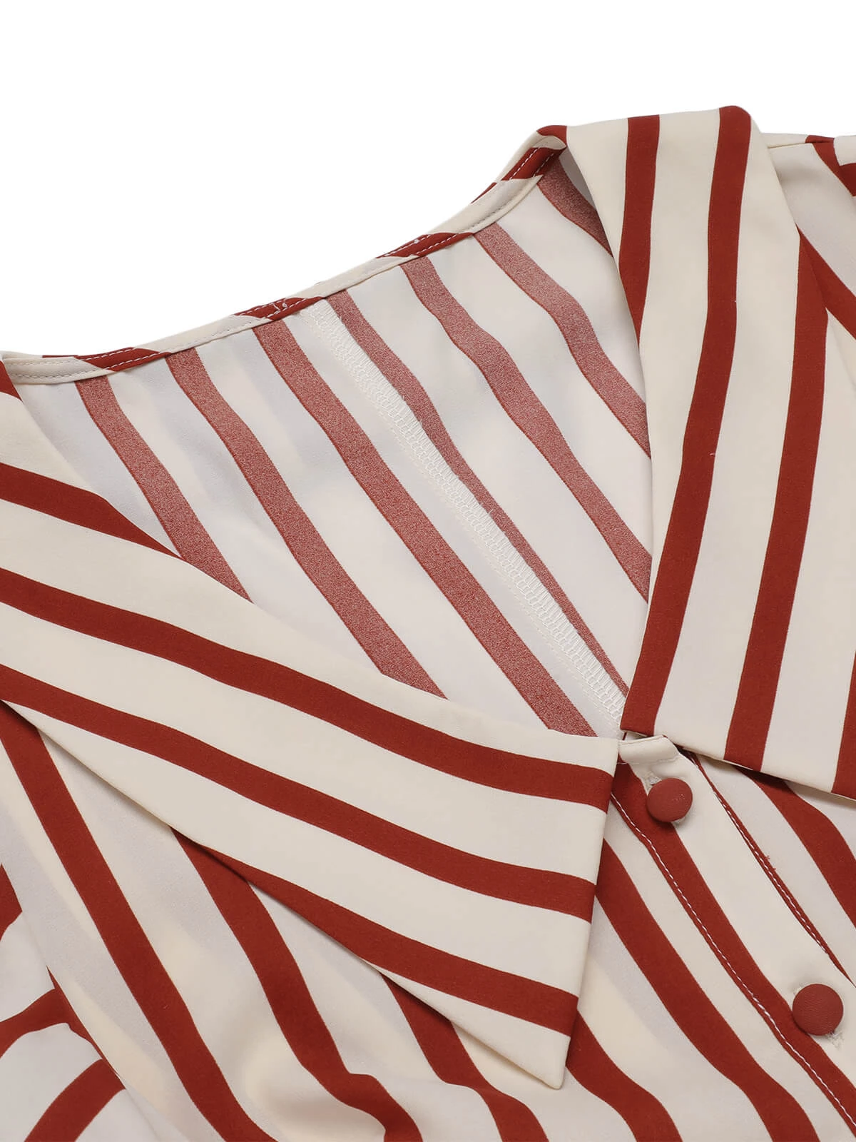 2PCS Orange Red 1950s Striped Blouse & Pleated Skirt - Image 8