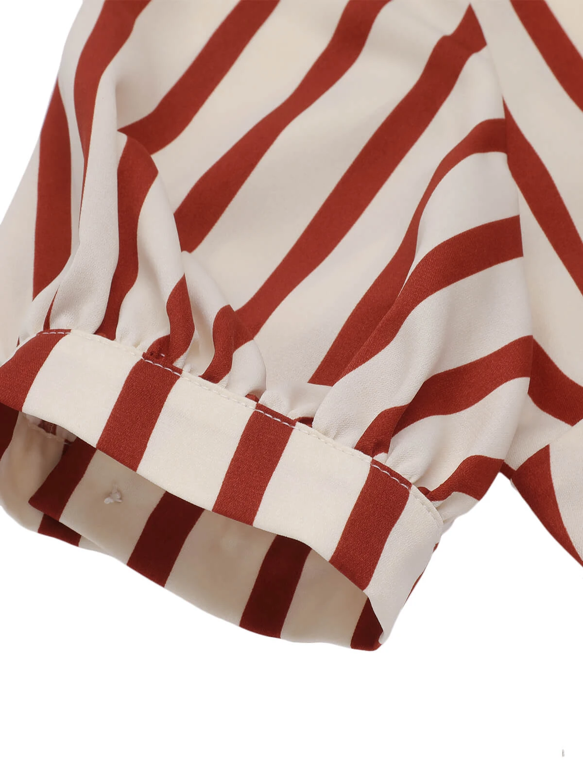 2PCS Orange Red 1950s Striped Blouse & Pleated Skirt - Image 9