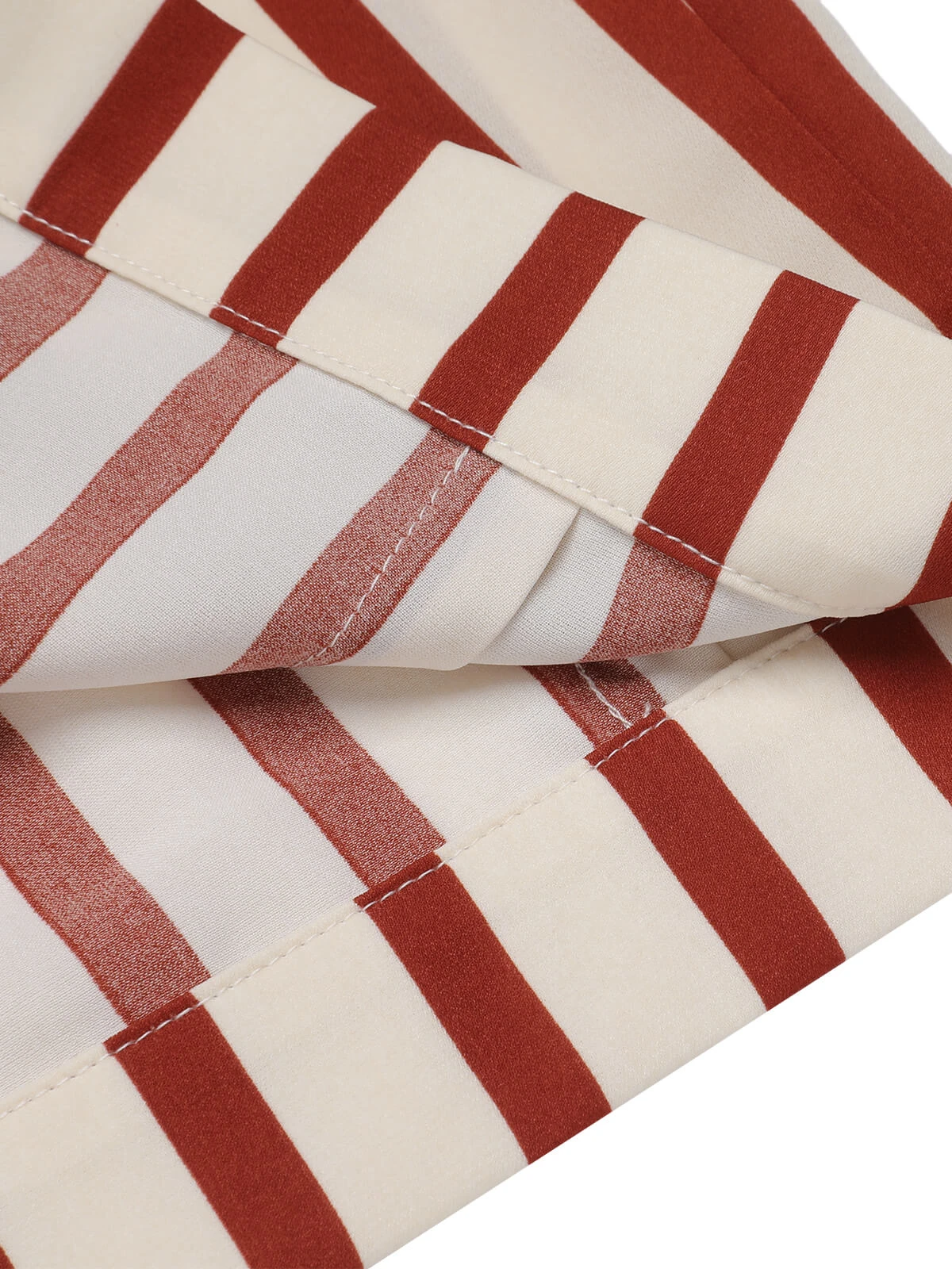 2PCS Orange Red 1950s Striped Blouse & Pleated Skirt - Image 10