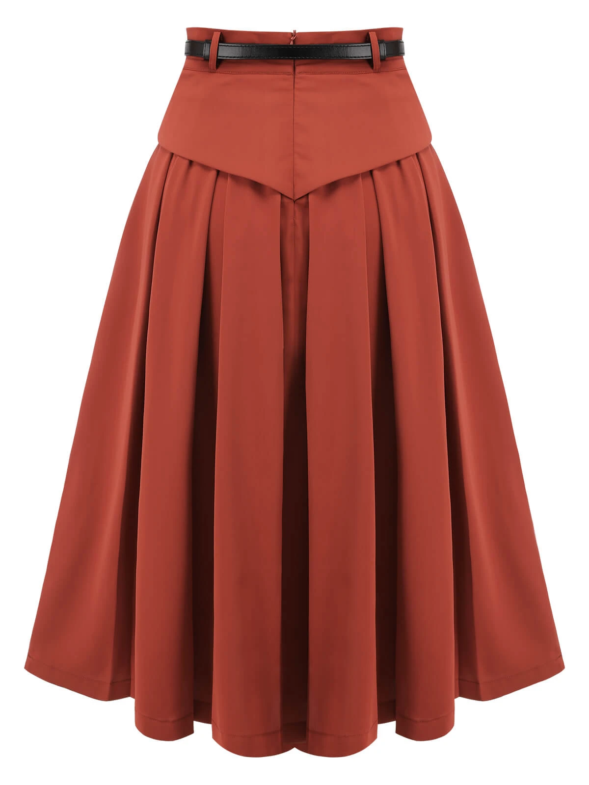 2PCS Orange Red 1950s Striped Blouse & Pleated Skirt - Image 13