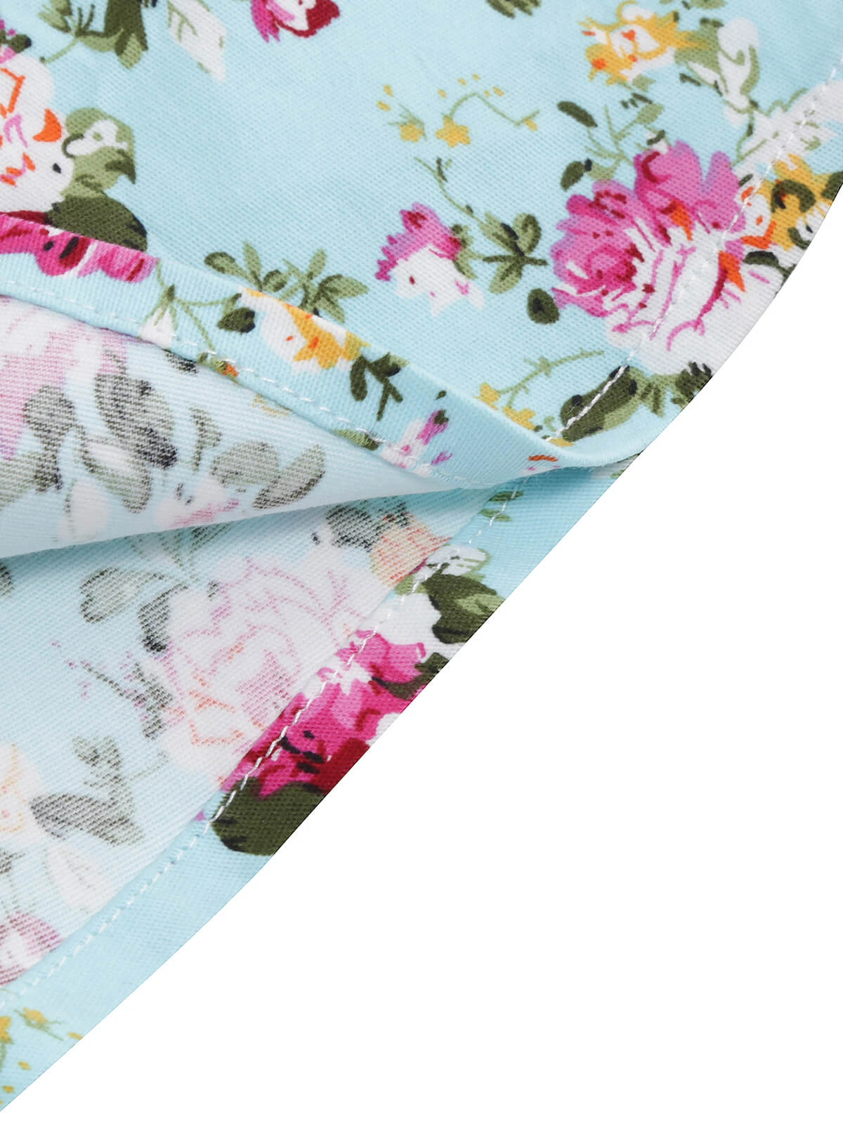 1950s Floral Lace-Up Shoulder V-Neck Swing Dress - Image 5