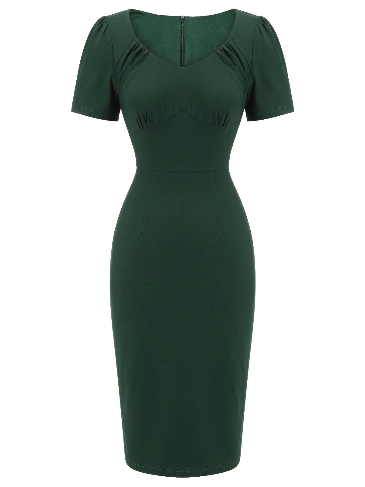 Dark Green 1940s Solid Wrap Dress - Image 2
