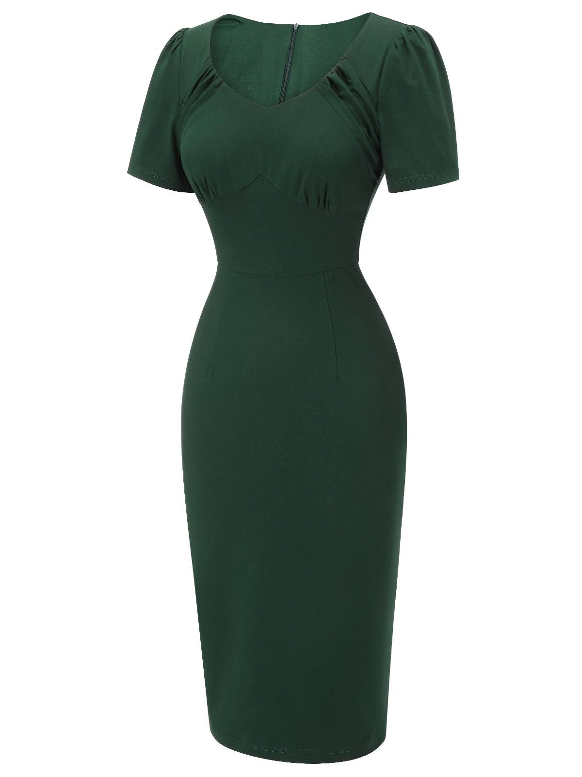 Dark Green 1940s Solid Wrap Dress - Image 3