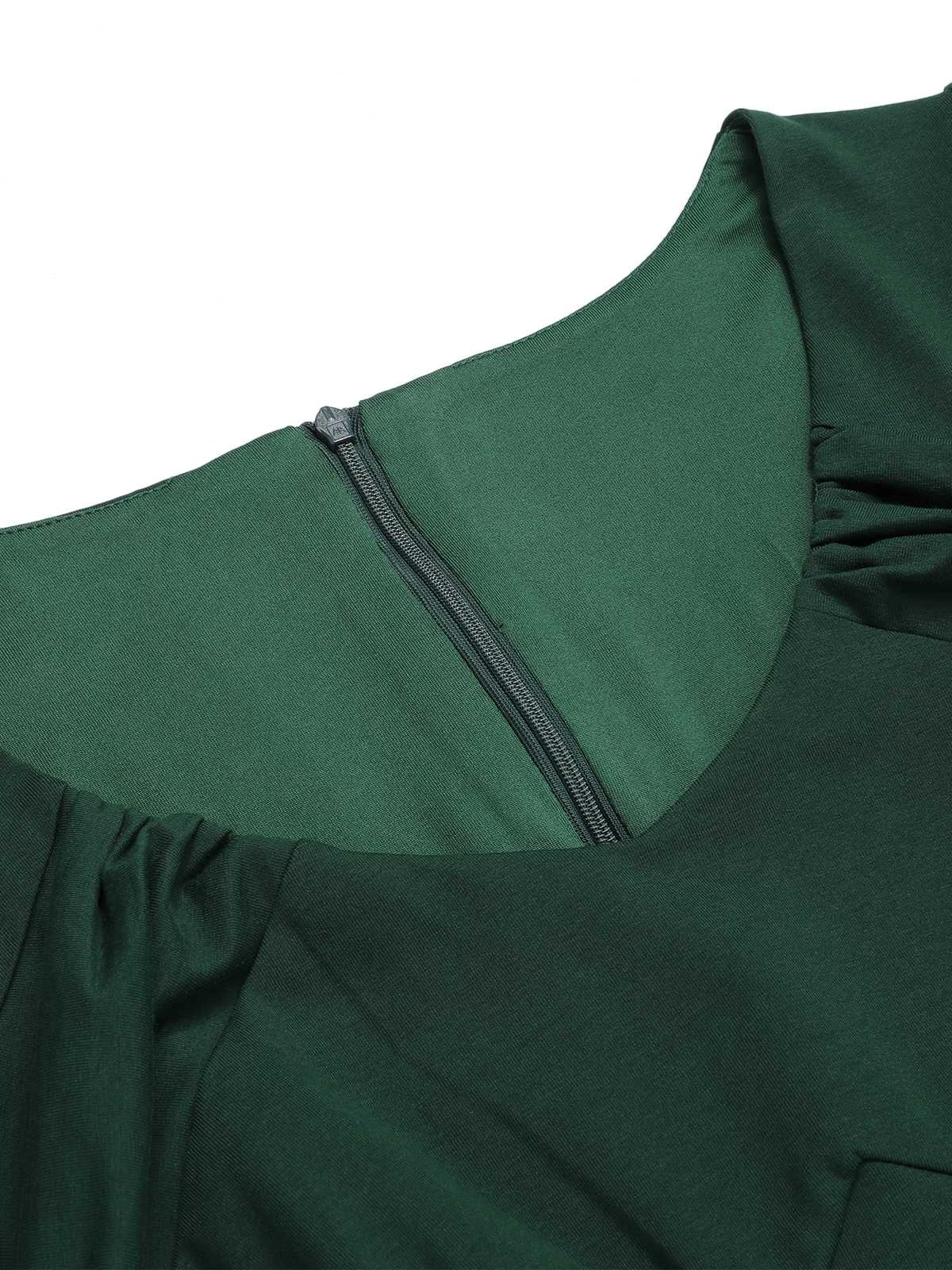 Dark Green 1940s Solid Wrap Dress - Image 5