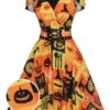 1950s Halloween Lace-Up Peter Pan Collar Dress