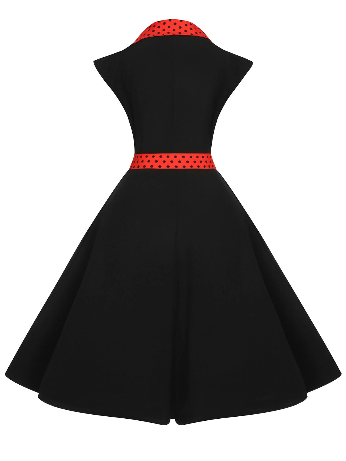 Black 1950s Halloween Polka Dots Swing Dress - Image 2