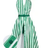 2PCS Green 1950s Stripes Romper & Umbrella Skirt
