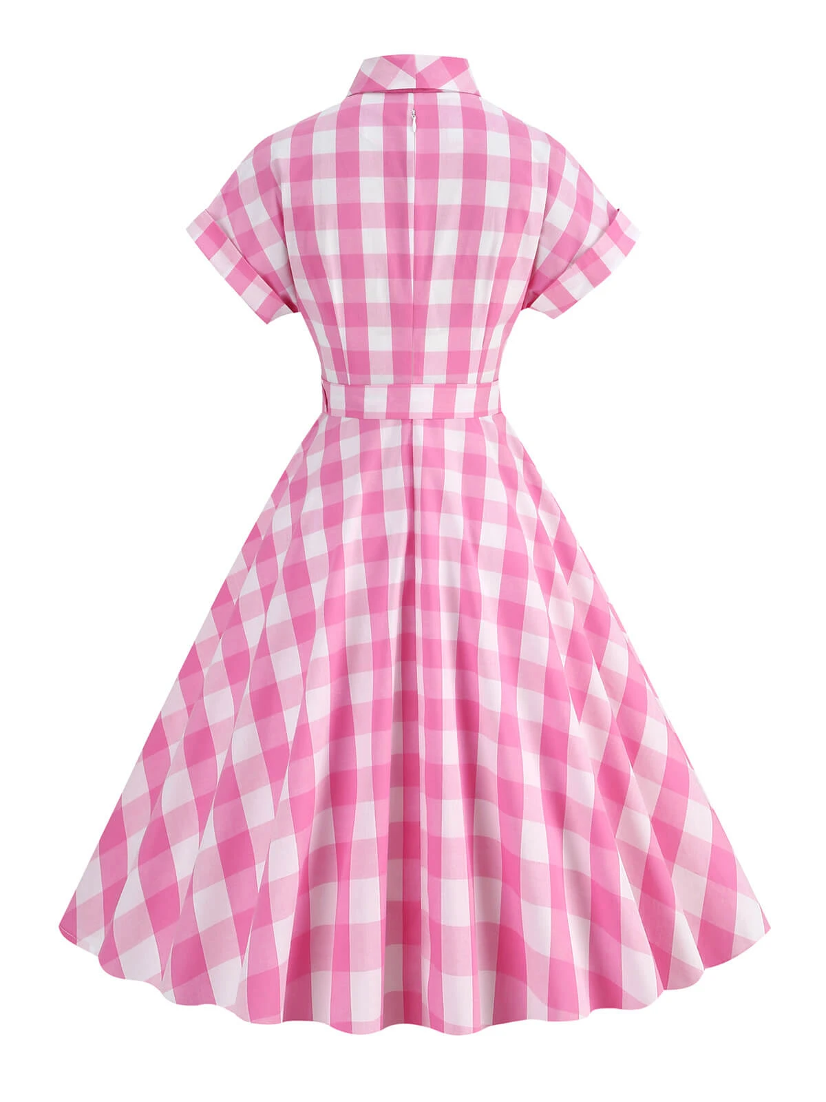 1950s Plaid Bow Lapel Swing Dress - Image 5
