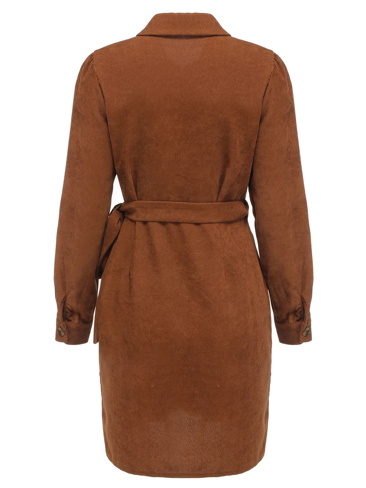 Brown 1960s Corduroy Pencil Dress - Image 2