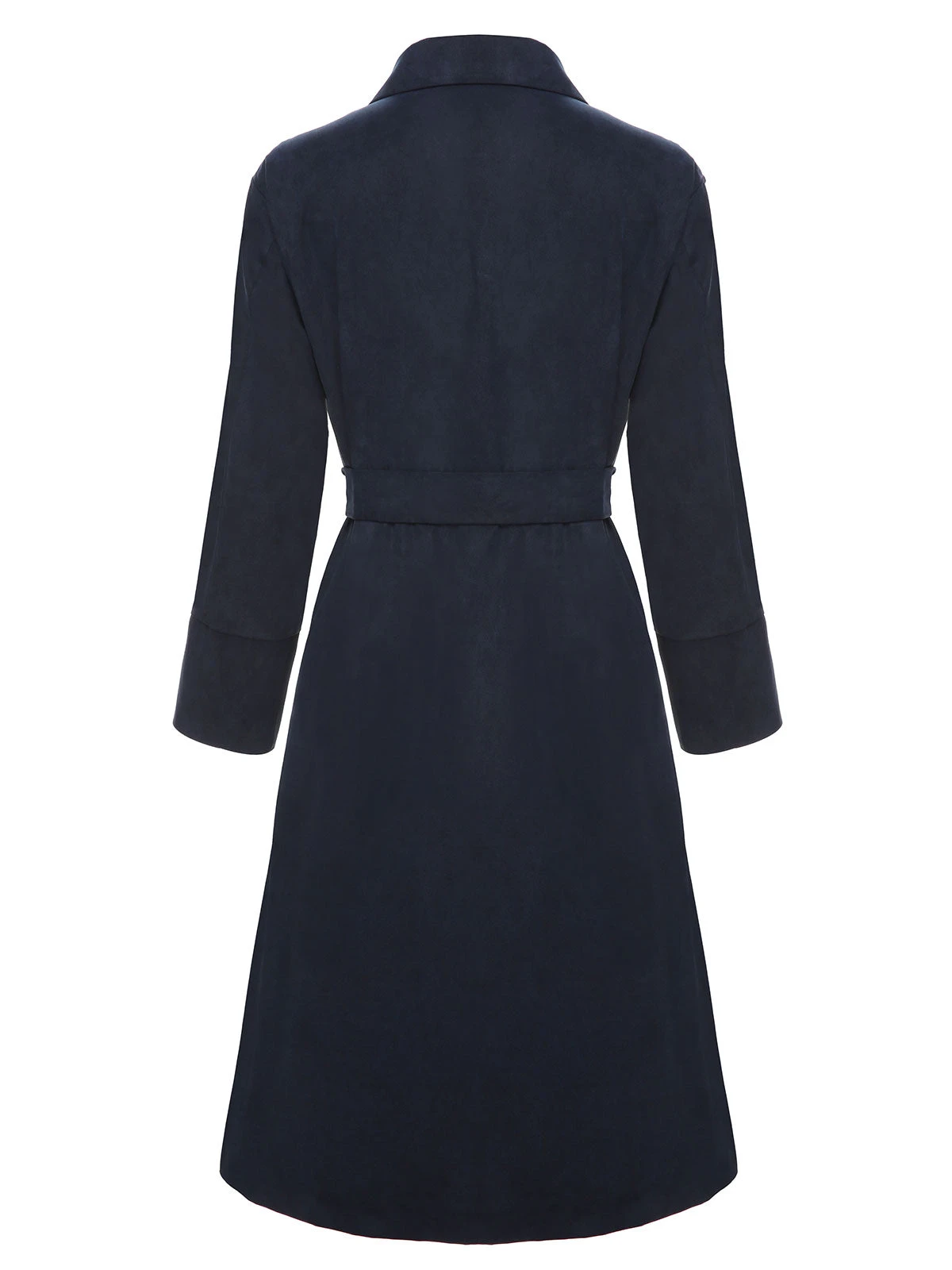 Dark Blue 1950s Solid Belted Coat - Image 5