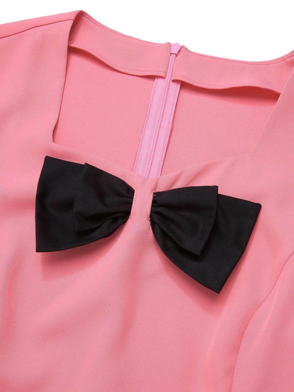 Black & Pink 1960s Bow Waist Patchwork Top - Image 5