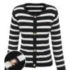 Black & White 1940s Stripe Knitted Cardigan