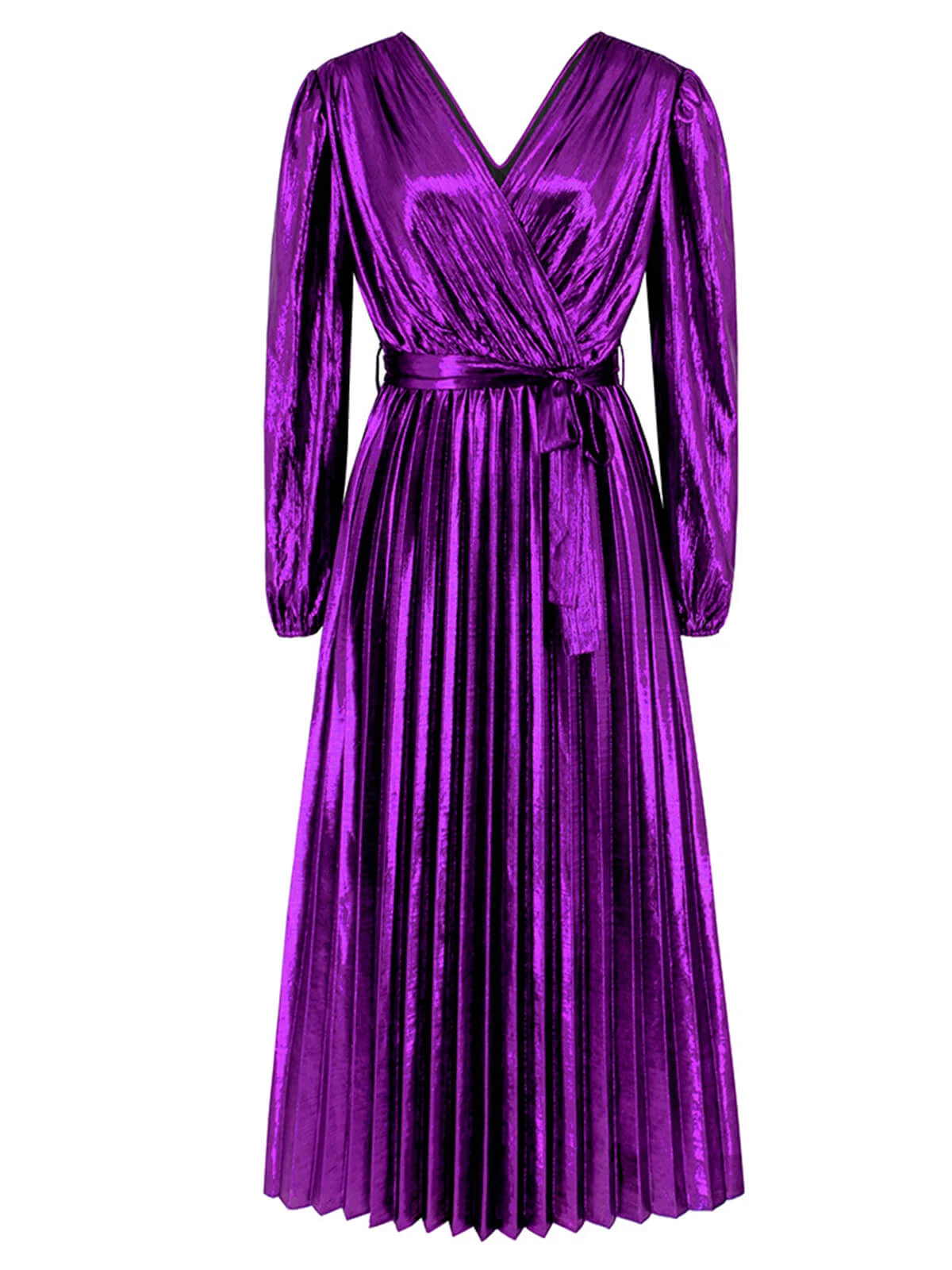 1940s Solid Glossy V-Neck Shift Dress - Image 10