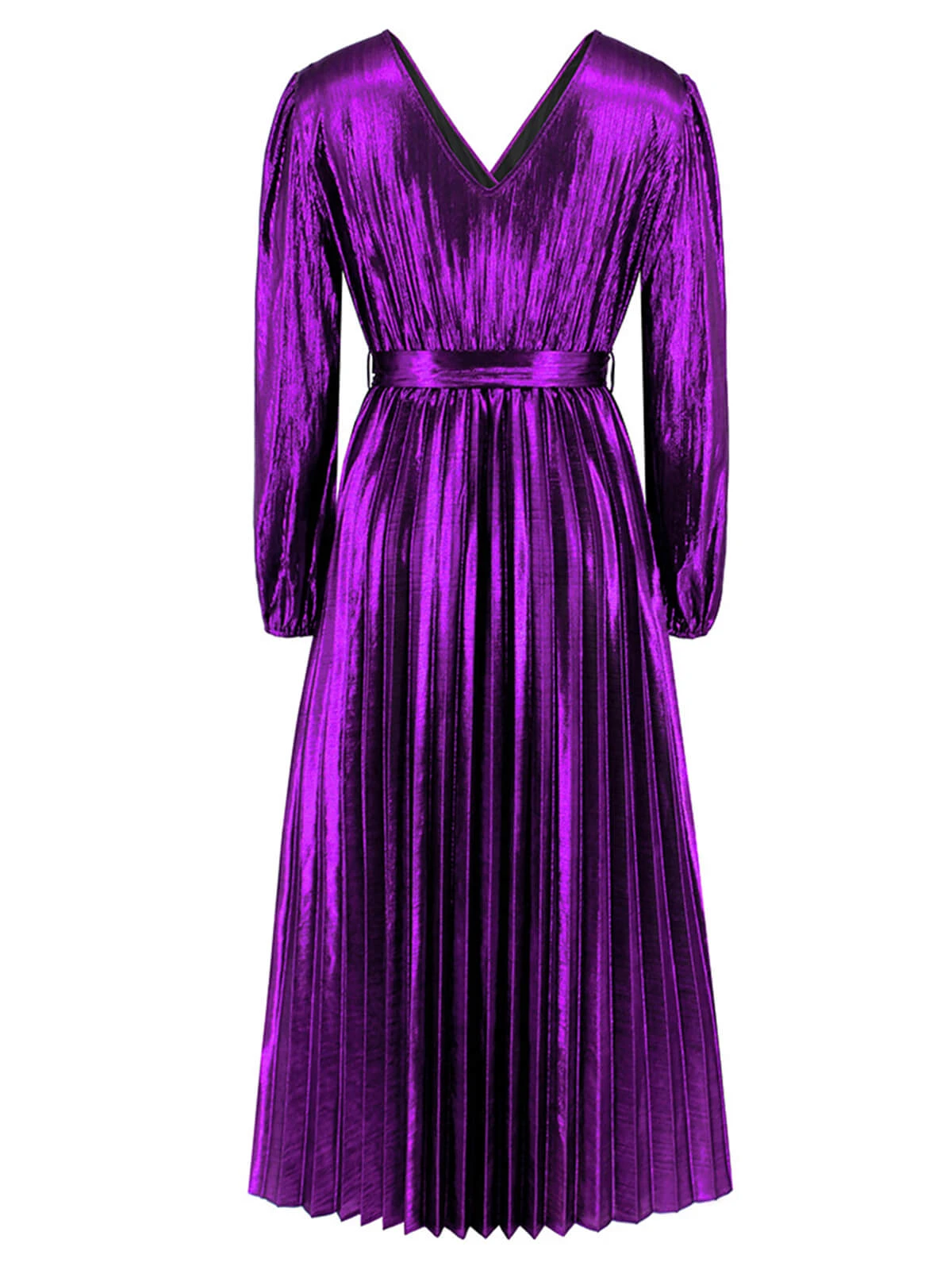 1940s Solid Glossy V-Neck Shift Dress - Image 12